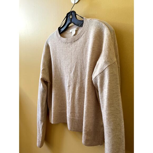H&M Long Sleeve Wool Blend Casual Boxy Jumper Knit Top Heathered Beige Size XS - Picture 5 of 8